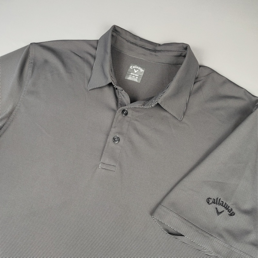 Callaway Polo Golf Shirt Mens LT Opti Dri Gray Performance Summer Cool Beach